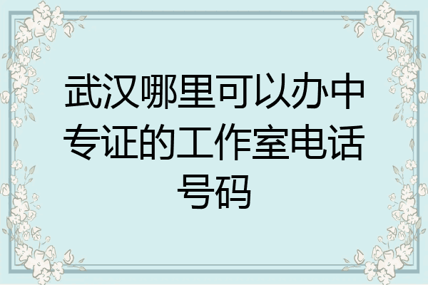 武汉哪里可以办中专证的工作室电话号码