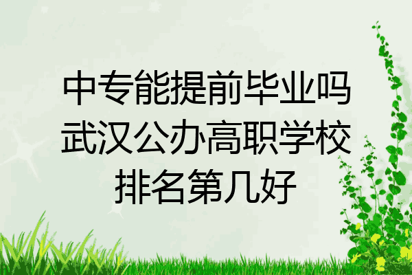 中专能提前毕业吗武汉公办高职学校排名第几好