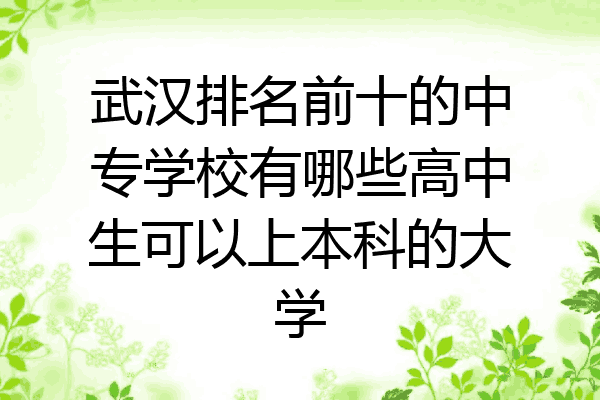武汉排名前十的中专学校有哪些高中生可以上本科的大学