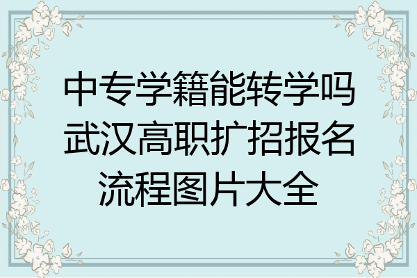 中专学籍能转学吗武汉高职扩招报名流程图片大全