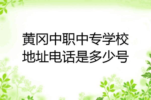 黄冈中职中专学校地址电话是多少号