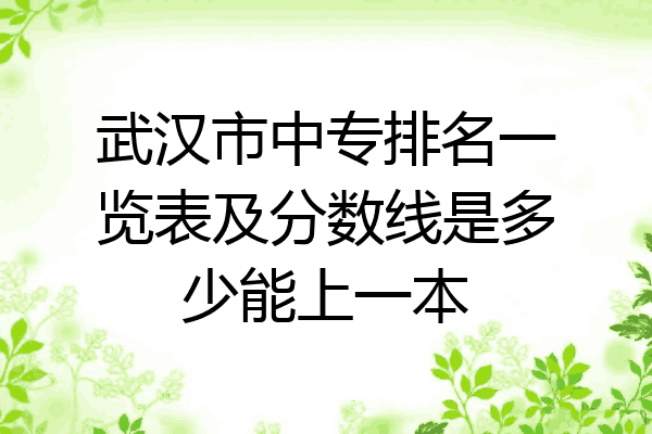 武汉市中专排名一览表及分数线是多少能上一本