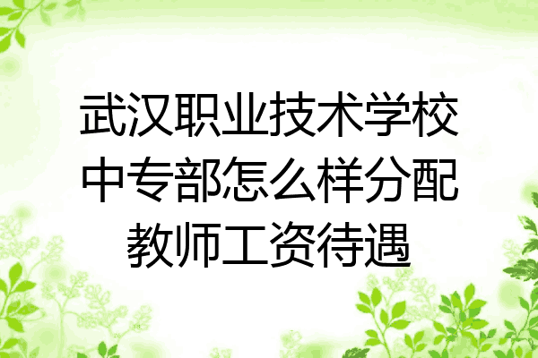 武汉职业技术学校中专部怎么样分配教师工资待遇