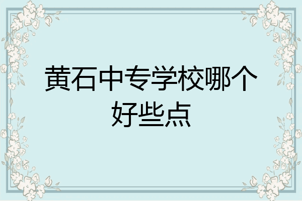 黄石中专学校哪个好些点