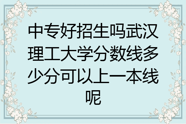 中专好招生吗武汉理工大学分数线多少分可以上一本线呢