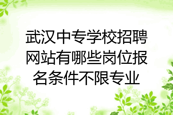 武汉中专学校招聘网站有哪些岗位报名条件不限专业