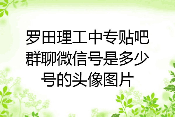 罗田理工中专贴吧群聊微信号是多少号的头像图片