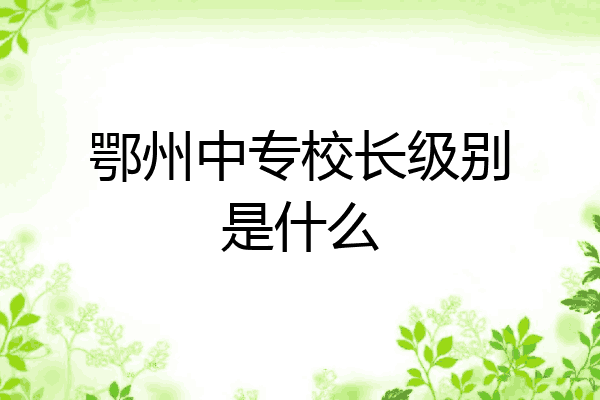 鄂州中专校长级别是什么
