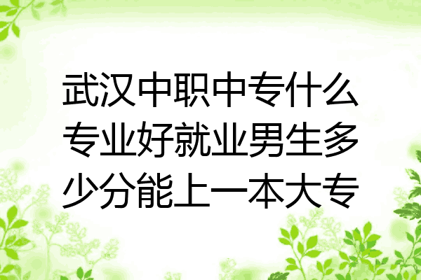武汉中职中专什么专业好就业男生多少分能上一本大专
