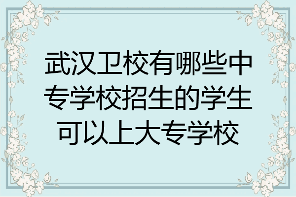 武汉卫校有哪些中专学校招生的学生可以上大专学校
