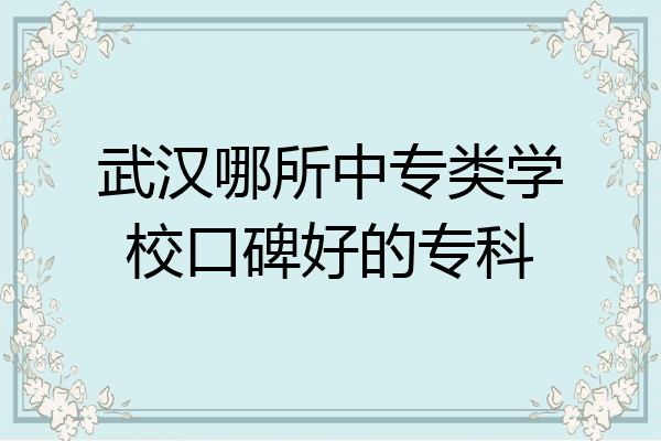 武汉哪所中专类学校口碑好的专科