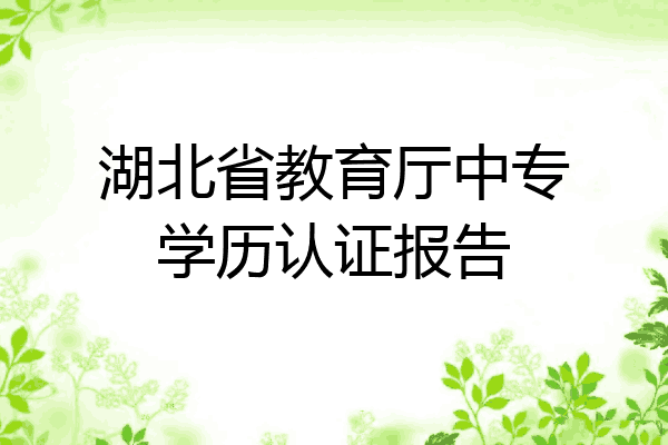 湖北省教育厅中专学历认证报告