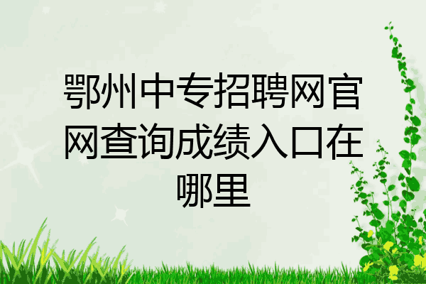 鄂州中专招聘网官网查询成绩入口在哪里
