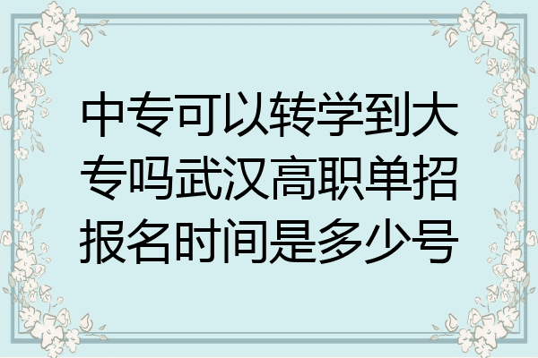 中专可以转学到大专吗武汉高职单招报名时间是多少号