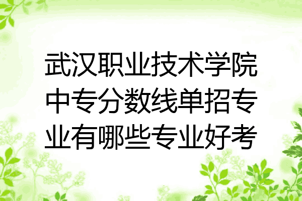 武汉职业技术学院中专分数线单招专业有哪些专业好考