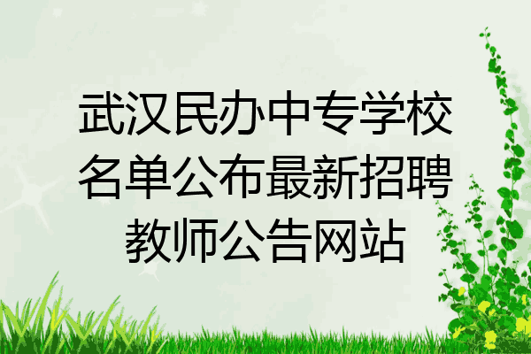 武汉民办中专学校名单公布最新招聘教师公告网站
