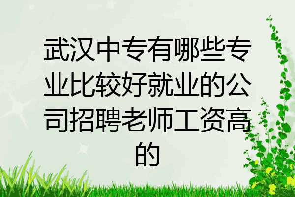 武汉中专有哪些专业比较好就业的公司招聘老师工资高的