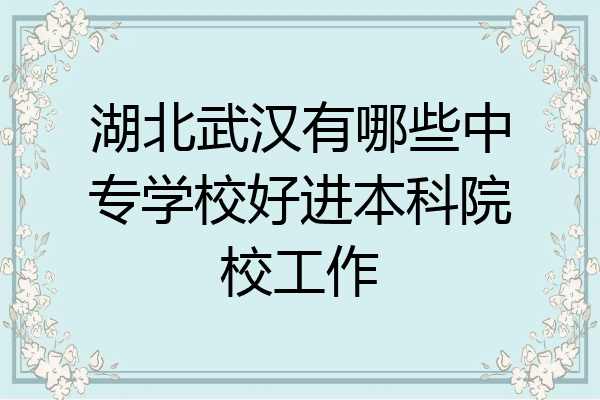 湖北武汉有哪些中专学校好进本科院校工作
