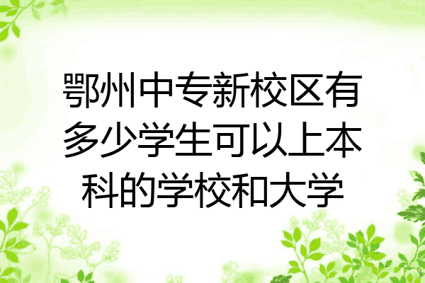 鄂州中专新校区有多少学生可以上本科的学校和大学