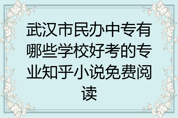 武汉市民办中专有哪些学校好考的专业知乎小说免费阅读