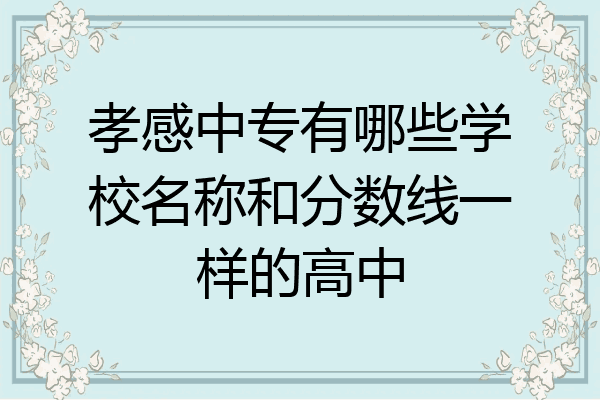 孝感中专有哪些学校名称和分数线一样的高中
