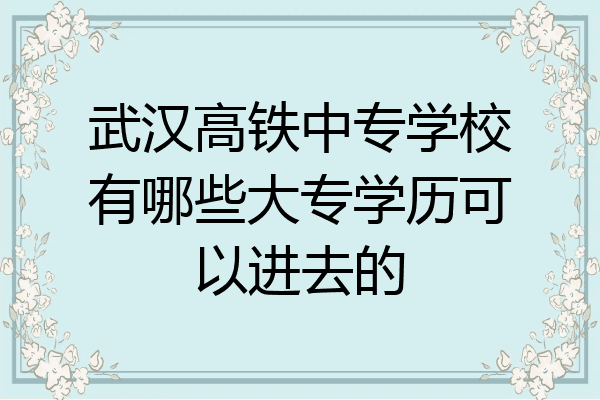 武汉高铁中专学校有哪些大专学历可以进去的