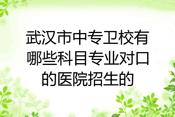 武汉市中专卫校有哪些科目专业对口的医院招生的