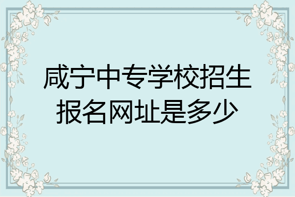 咸宁中专学校招生报名网址是多少