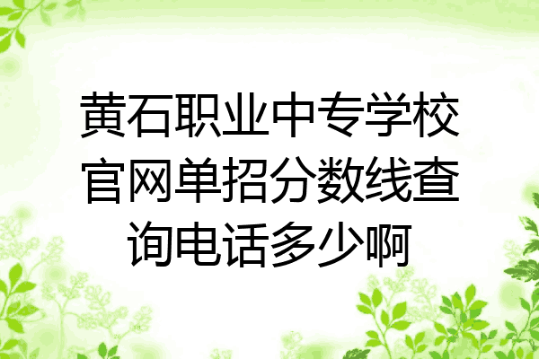 黄石职业中专学校官网单招分数线查询电话多少啊