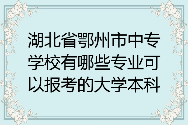 湖北省鄂州市中专学校有哪些专业可以报考的大学本科