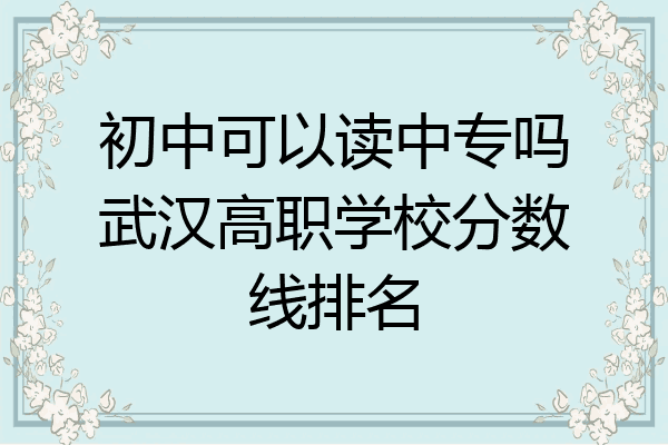 初中可以读中专吗武汉高职学校分数线排名