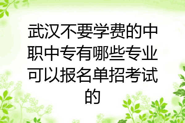 武汉不要学费的中职中专有哪些专业可以报名单招考试的
