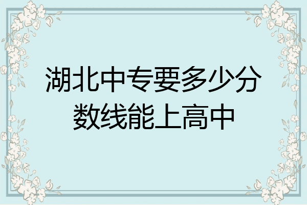 湖北中专要多少分数线能上高中