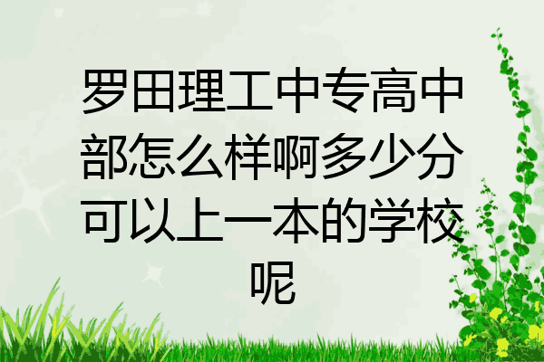 罗田理工中专高中部怎么样啊多少分可以上一本的学校呢