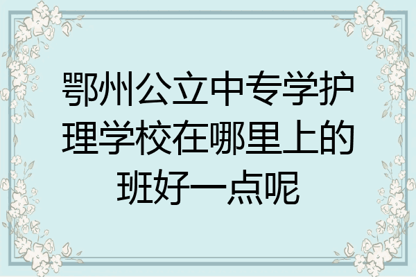 鄂州公立中专学护理学校在哪里上的班好一点呢