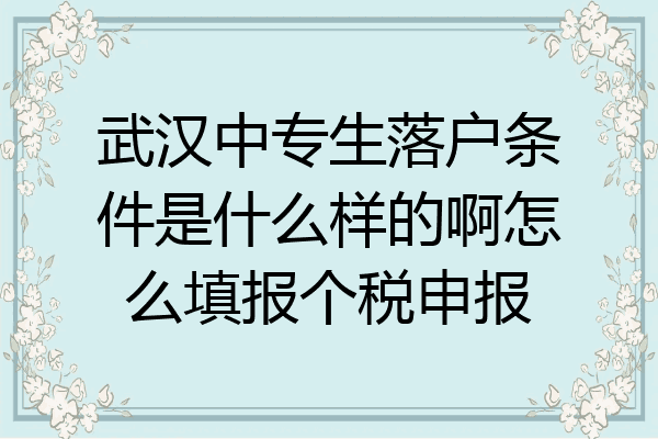 武汉中专生落户条件是什么样的啊怎么填报个税申报