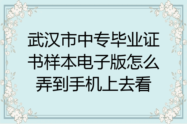 武汉市中专毕业证书样本电子版怎么弄到手机上去看