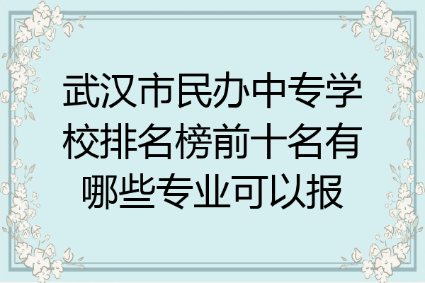武汉市民办中专学校排名榜前十名有哪些专业可以报