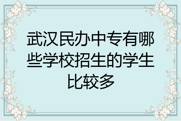 武汉民办中专有哪些学校招生的学生比较多