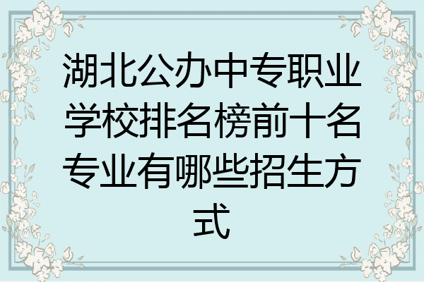 湖北公办中专职业学校排名榜前十名专业有哪些招生方式