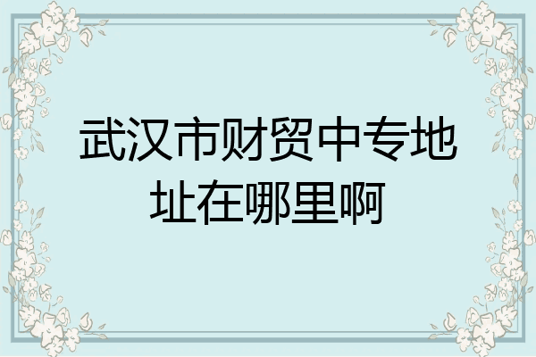 武汉市财贸中专地址在哪里啊