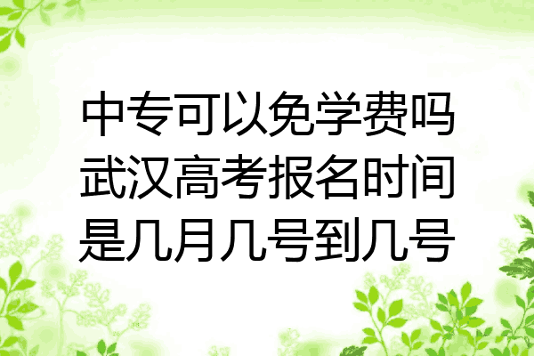 中专可以免学费吗武汉高考报名时间是几月几号到几号