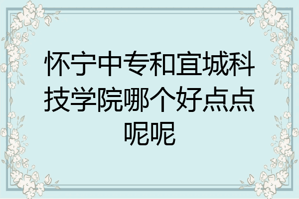 怀宁中专和宜城科技学院哪个好点点呢呢
