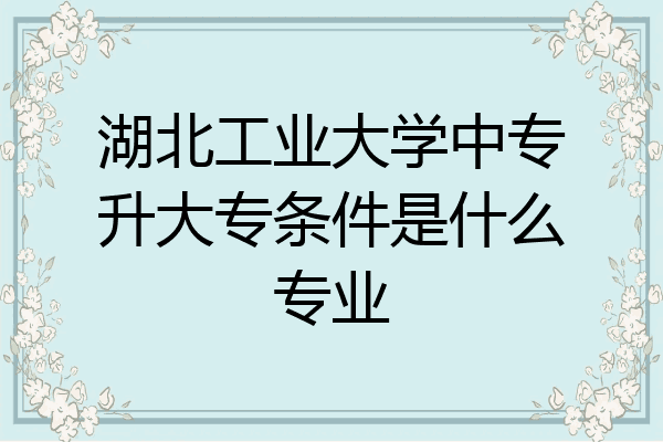 湖北工业大学中专升大专条件是什么专业
