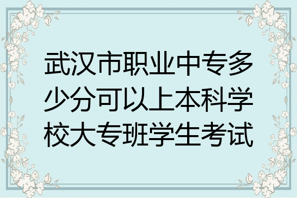 武汉市职业中专多少分可以上本科学校大专班学生考试