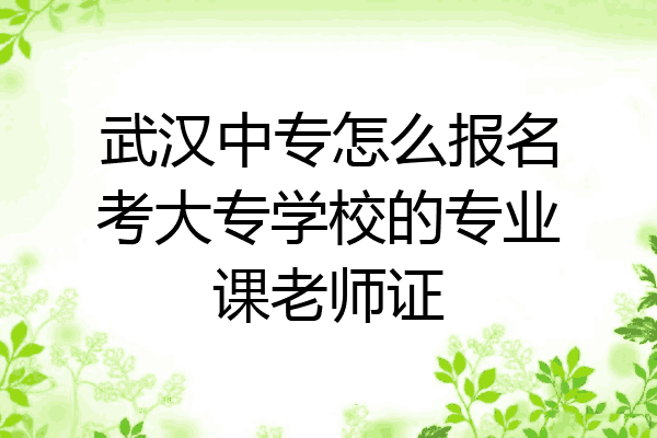 武汉中专怎么报名考大专学校的专业课老师证