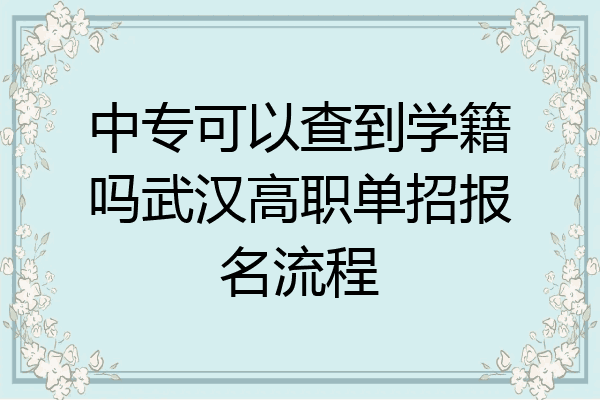 中专可以查到学籍吗武汉高职单招报名流程
