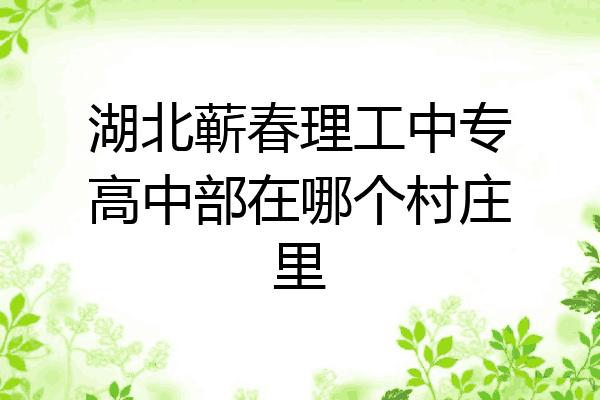 湖北蕲春理工中专高中部在哪个村庄里