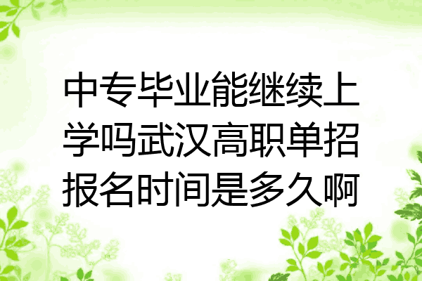 中专毕业能继续上学吗武汉高职单招报名时间是多久啊