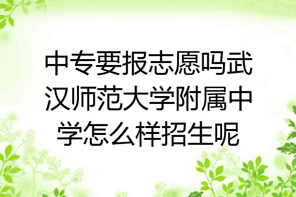 中专要报志愿吗武汉师范大学附属中学怎么样招生呢